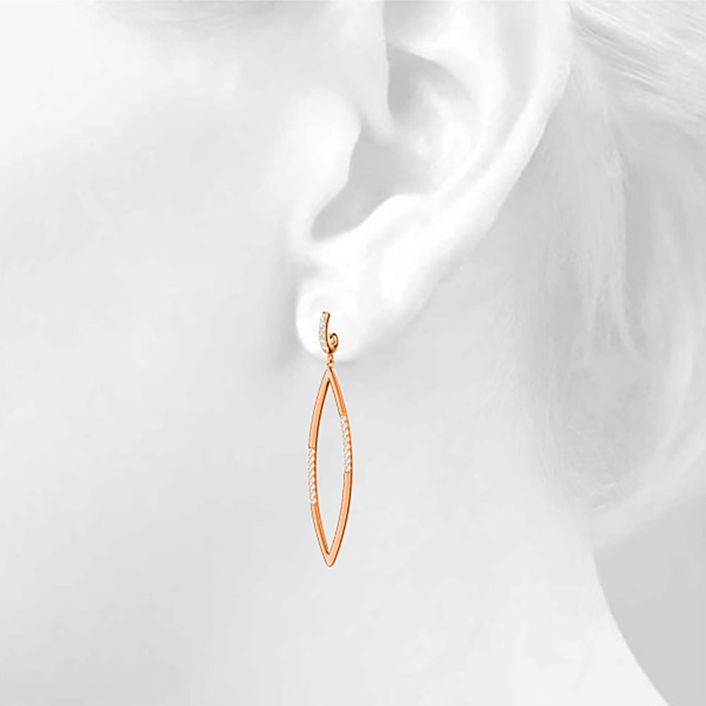 0.40 ctw Diamond Tear Drop Earrings Cocktail Style-VIRABYANI